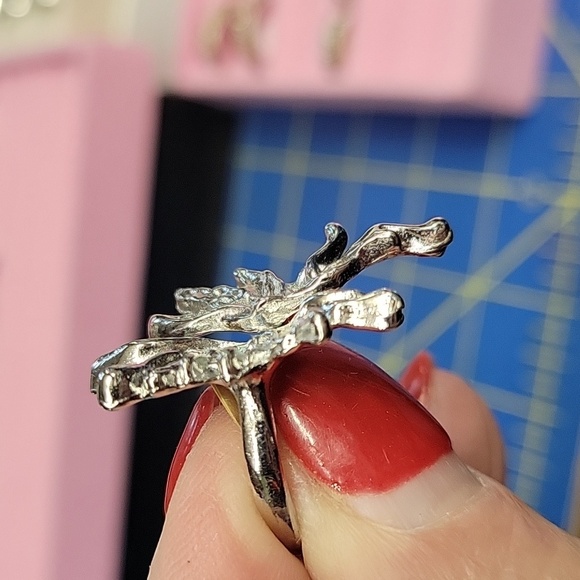 Splatter Silver Tone Ring - Picture 2 of 4